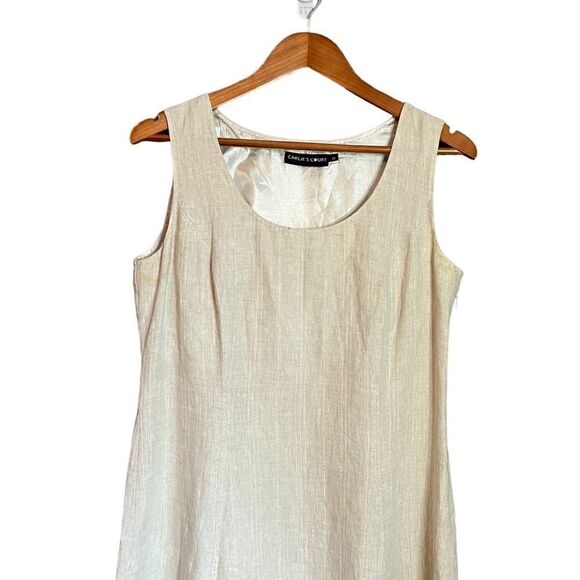 Carlie’s Court 100% linen beige sleeveless dress - Picture 2 of 10